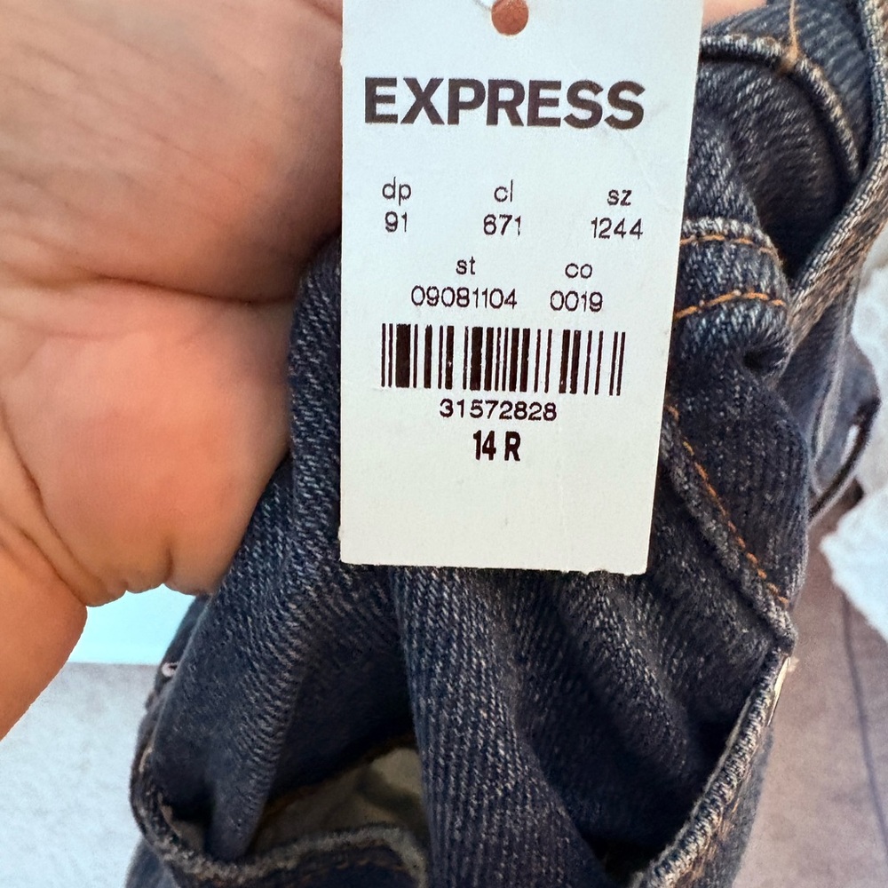 Express Modern Straight High Rise Blue Jeans - Picture 8 of 8